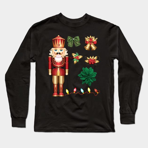 Merry Christmas Tree Golden Decorations Long Sleeve T-Shirt by holidaystore